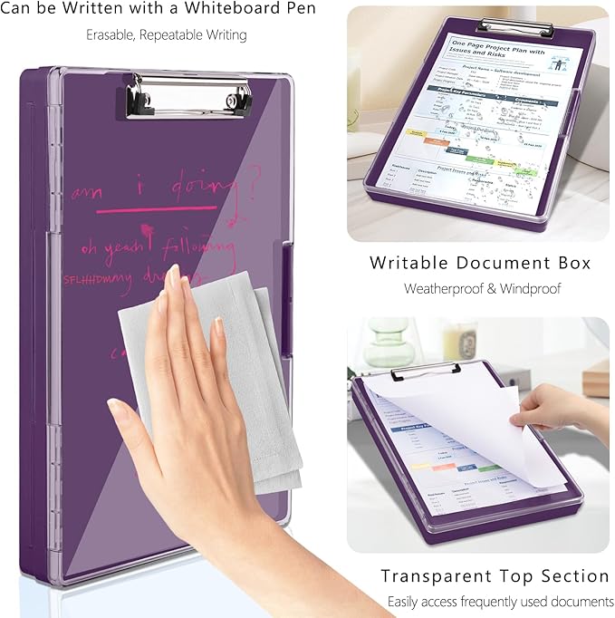 Clipboard with Storage, Heavy Duty Clip Boards 8.5x11 with 2 Storage Case - Image 4