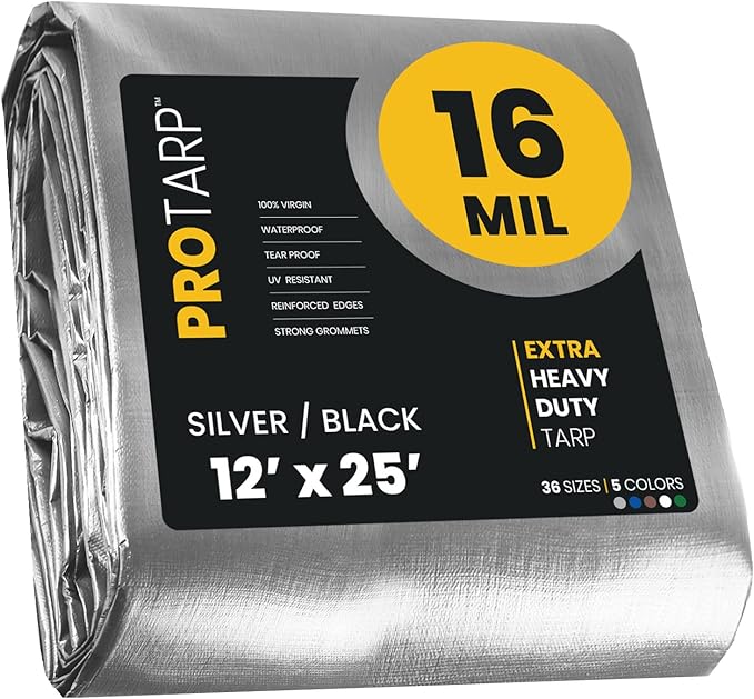 PROTARP Extra Heavy Duty 16 Mil Tarp Cover, Waterproof, UV Resistant, Rip and by Protarp