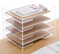 Acrylic Desk Organizer, 4 Tier Paper Tray, Office Accessories by HeZone