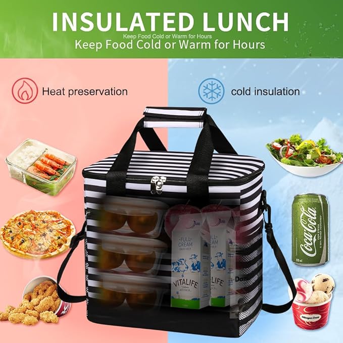 Iknoe Large Cooler Bag Collapsible 24 Can Insulated Bags Leakproof Lunch Cooler - Image 3