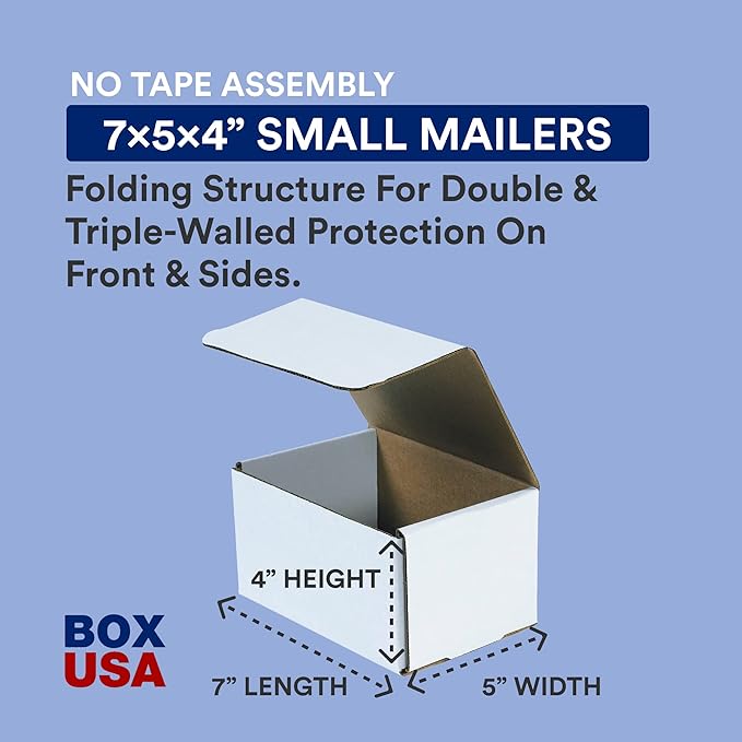 BOX USA Shipping Boxes Small 7"L x 5"W x 4"H, Moving and Storage - Image 2
