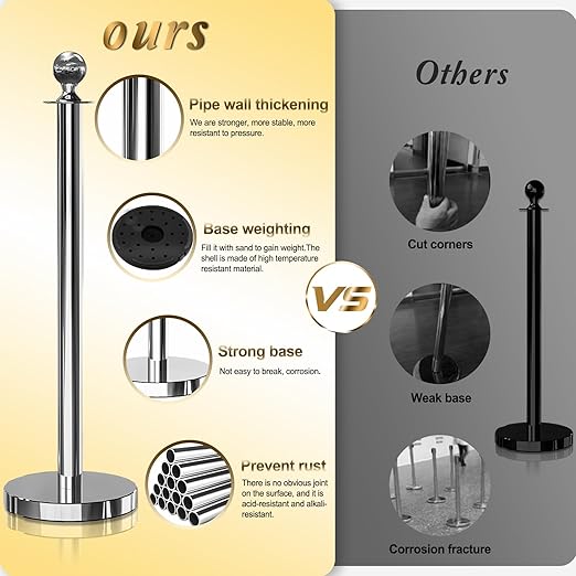6PCS Silver Stanchions Posts - Image 3