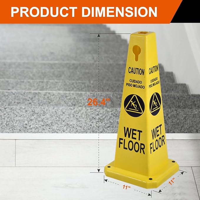 26.5" Caution Cones, 4-Sided Visible Safety Signs - Image 2
