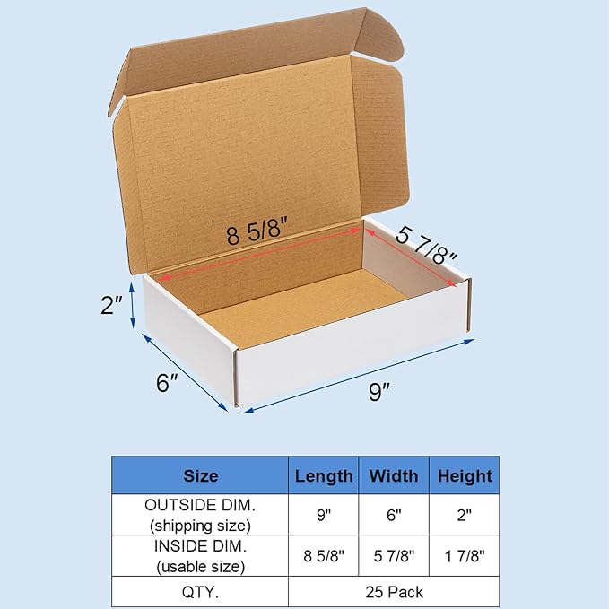 Shipping Boxes 9x6x2" 25 Pack - Image 2