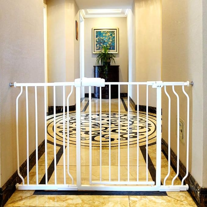 ALLAIBB Extra Wide Pressure Mount Baby Gate Auto Close White Metal Child Dog by ALLAIBB