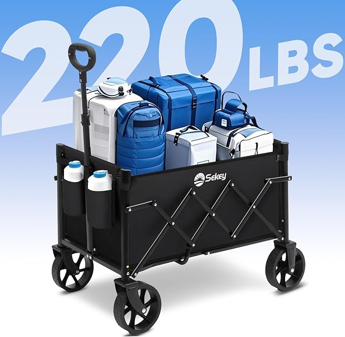 Sekey Wagon Cart with Wheels with 220LBS Capacity, Heavy Duty Wagon Carts - Image 3