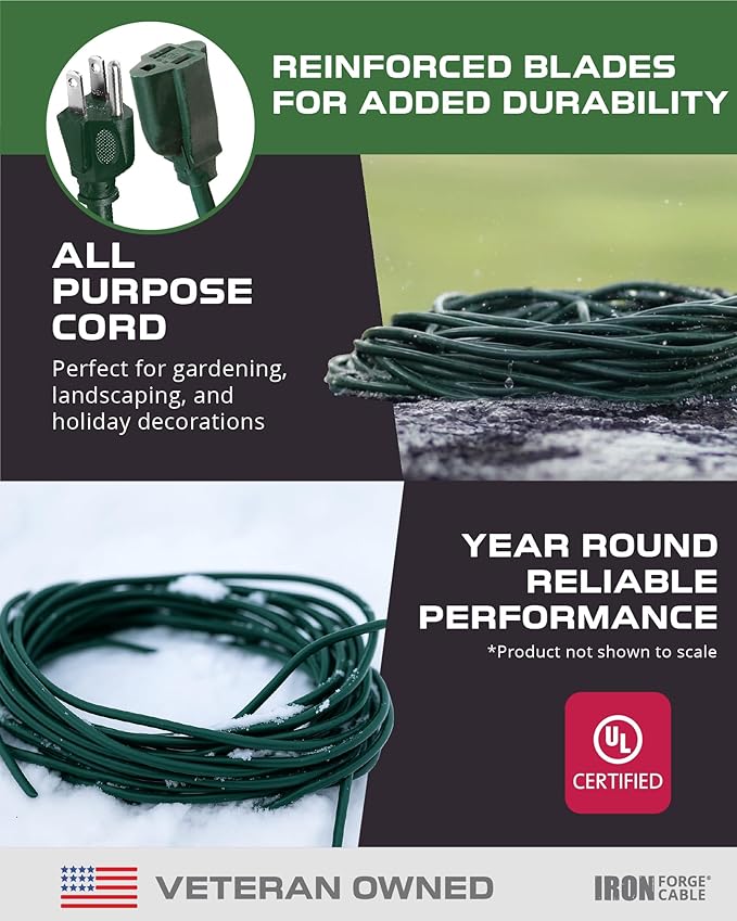 Iron Forge Cable 2 Pack Weatherproof 8 Ft Outdoor Extension Cord - Image 9