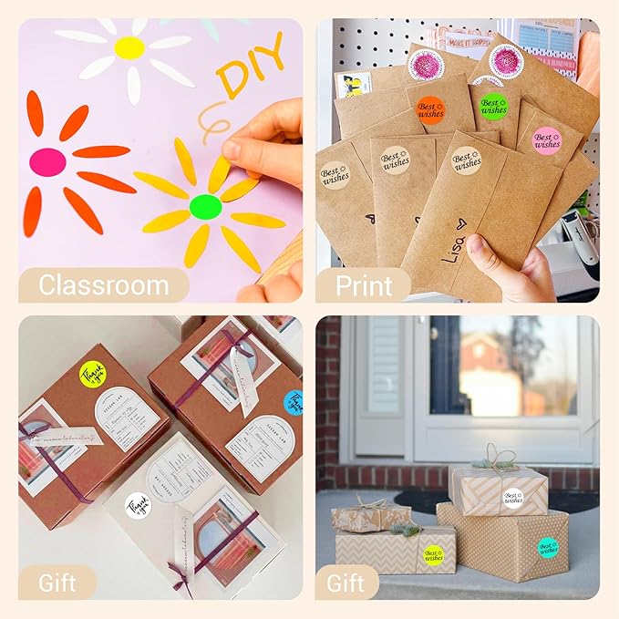 1 Inch Circle Dot Stickers 1000 PCS Color Coding Thermal Labels Dots Writable - Image 5