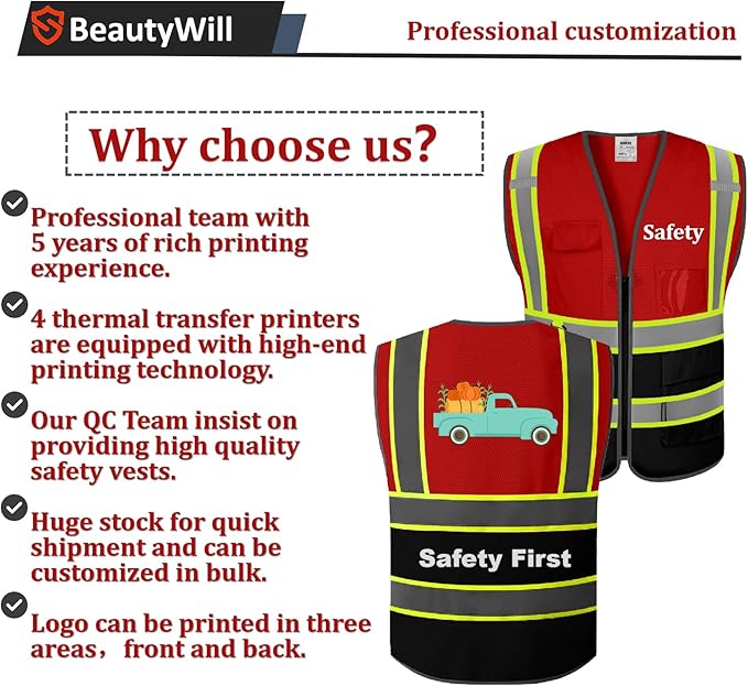 10 Pack Custom Safety Vest Customized Logo Mesh Vest Class 2 High Visibility - Image 3
