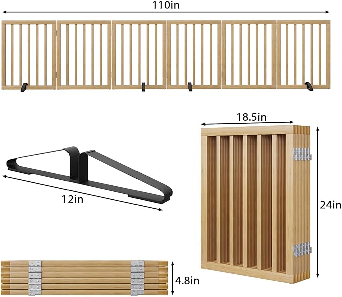 Extra Wide Dog Gates for Doorways, Bamboo Dog Gates for The House Stairs - Image 6