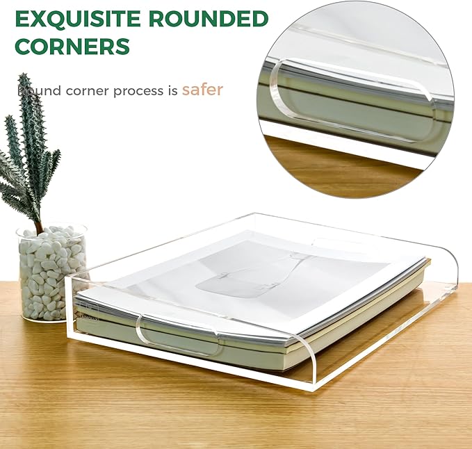 Clear Acrylic Paper Trays, Desk File Organizer, A4 Paper Holder, Low-Profile - Image 5