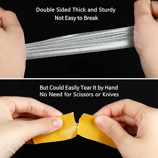 2Pack Double Sided Tape Heavy Duty, 0.59" x 66FT, Super Sticky Resistente Clear - Image 4