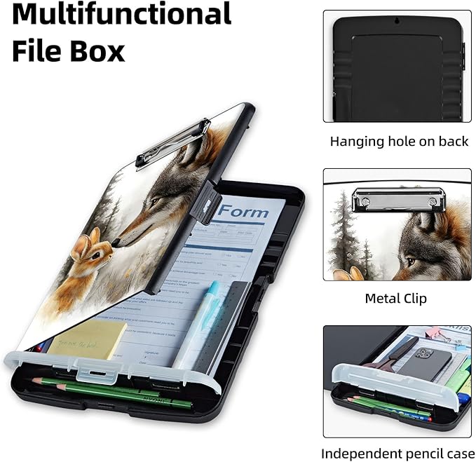 Clipboard with Storage Box & Pen Holder, Heavy Duty Clip Boards 8.5x11 - Image 3