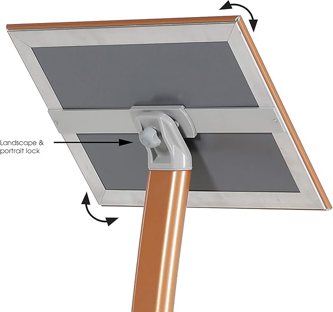 M&T Displays Curved Menu Board, 11x17 Pedestal Sign Holder Copper Floor - Image 3