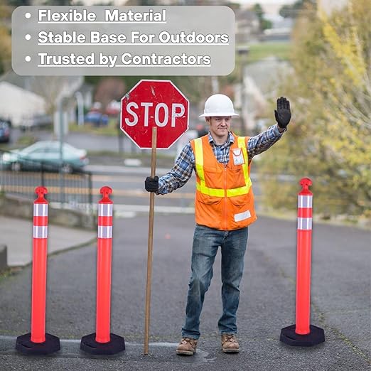 3PACK BESEA Traffic Delineator Cone 45”High Orange Traffic Safety Delineator - Image 3