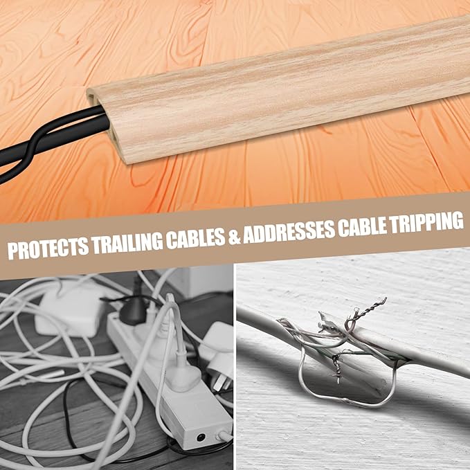 Floor Cord Cover Cavity 0.8"x0.37" Self Adhesive Cord Hider, 3.3FT Low Profile - Image 6