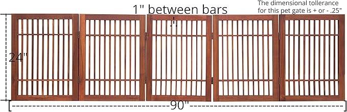 Pet Dog Gate Strong and Durable Freestanding Folding Acacia Hardwood Portable - Image 3