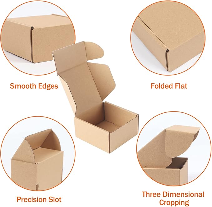 PHAREGE 4x4x2 inch Shipping Boxes Bulk 100 Pack Brown, Tab Lock Tuck Top Mailer - Image 5