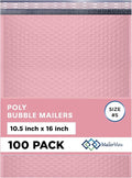 Light Pink 10.5x16 Inch Large Poly Bubble Mailers #5 | Padded Envelopes by MAILERVIEW