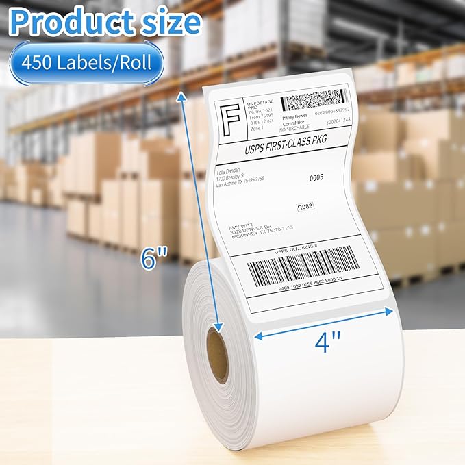 32 Rolls 4x6 Direct Thermal Shipping Labels 450 Labels/Roll Compatible - Image 2