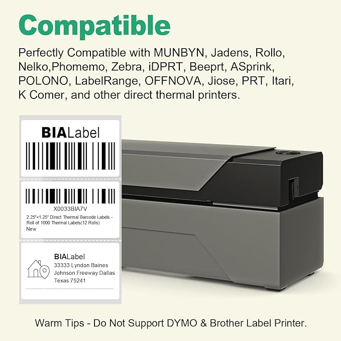 12 Rolls 2.25" X 1.25" Thermal Printer Labels, 1000/Roll - Image 4