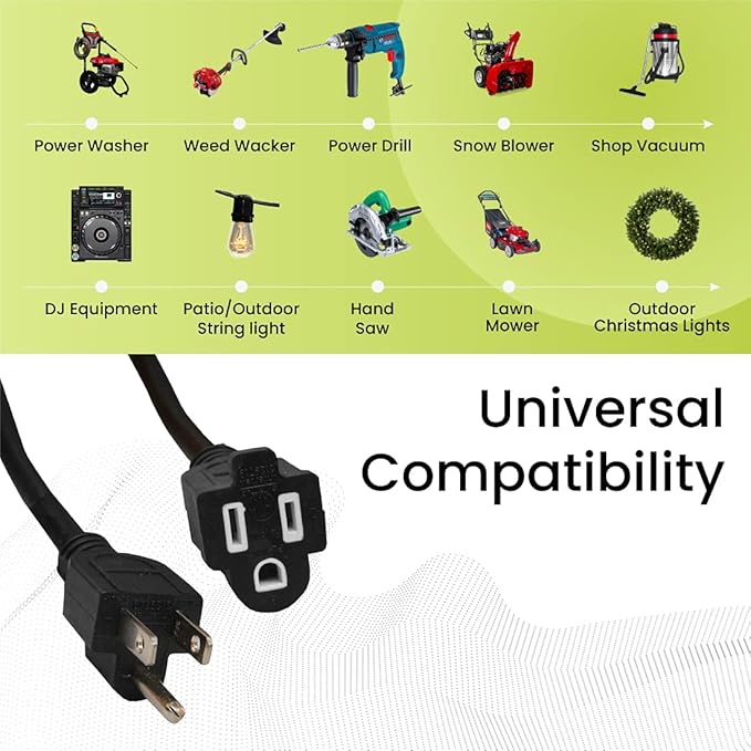 Go Green Power Inc. 16/3 50ft Black Outdoor Extension Cord - Image 3