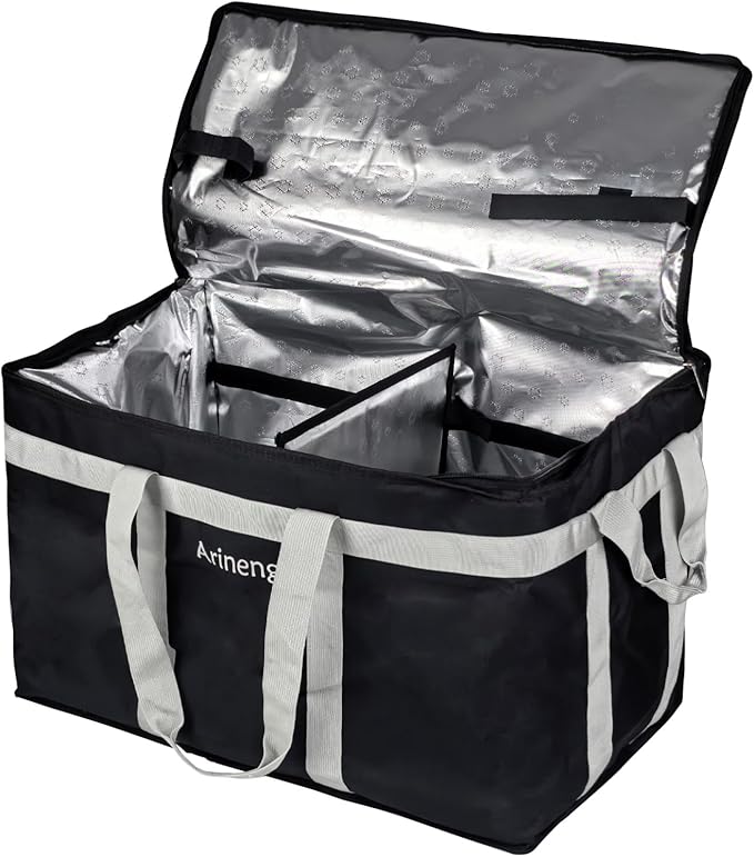 Food Delivery Insulated Bag, Insulated Cold Meal Bag, Built-in Base Plate by Arineng