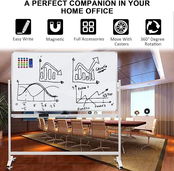 Mobile Whiteboard 72"x40" Magnetic Dry Erase White Boards on Wheels - Image 7