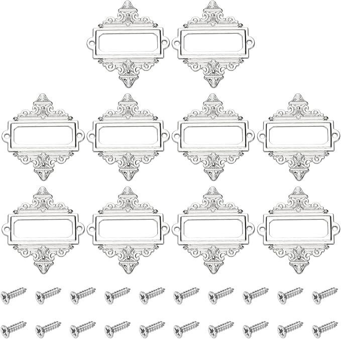uxcell 10 Pcs Metal Label Holder, 2.2 x 2.4 Inch Small Vintage Card Frame Tag by uxcell