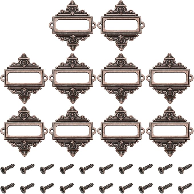 uxcell 10 Pcs Metal Label Holder, 2.2 x 2.4 Inch Small Vintage Card Frame Tag by uxcell