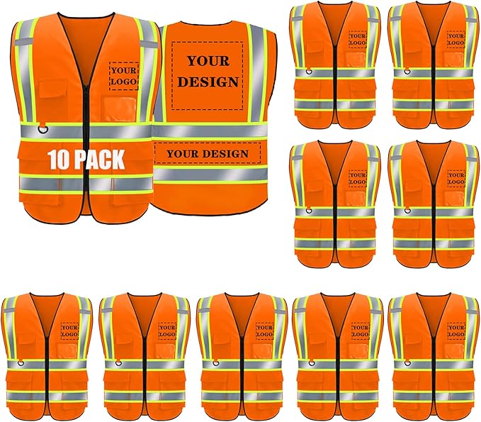 BeautyWill Custom Safety Vest Logo Class 2 High Visibility Reflevtive Vest by BeautyWill