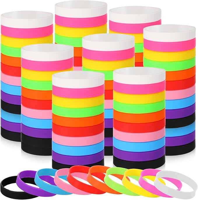 Liliful 100 Pcs Silicone Rubber Wristbands Rubber Wristband Bracelet Bands by Liliful