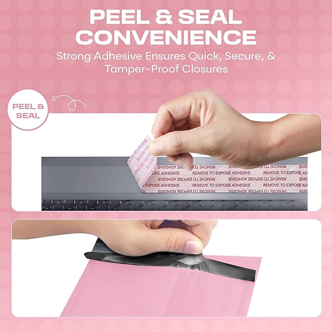 Light Pink Poly Bubble Mailers 7.25x12 inch #1 | Self Seal Padded Envelopes | - Image 4