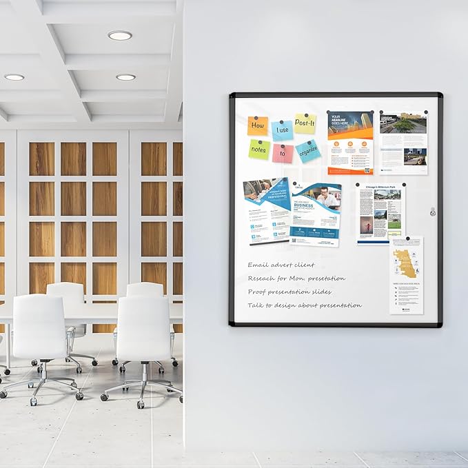 SWANCROWN Enclosed Bulletin Board Black Frame Enclosed Display Case, - Image 6
