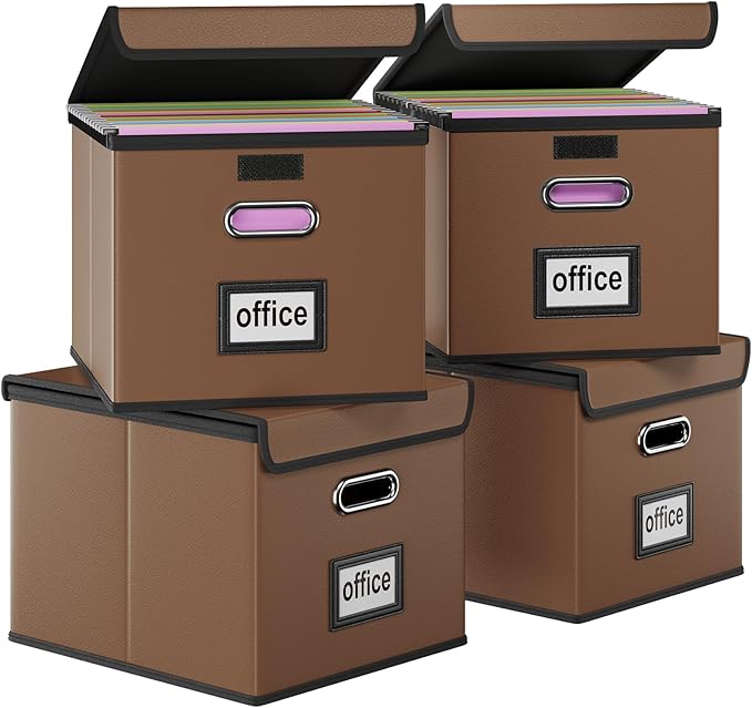 Huolewa Portable Leather File Organizer Boxes by Huolewa