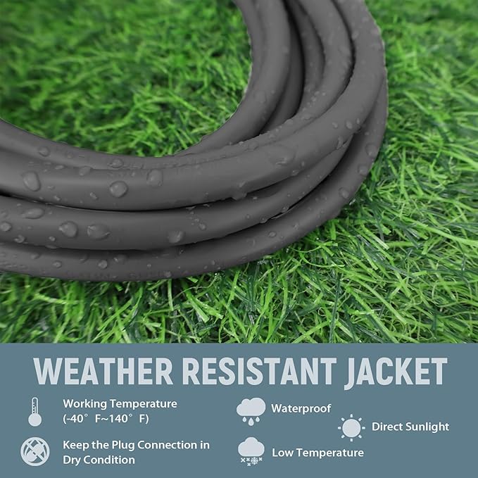6 FT 12 Gauge Extension Cord Outdoor, Heavy Duty Weatherproof & Flame Retardant - Image 4