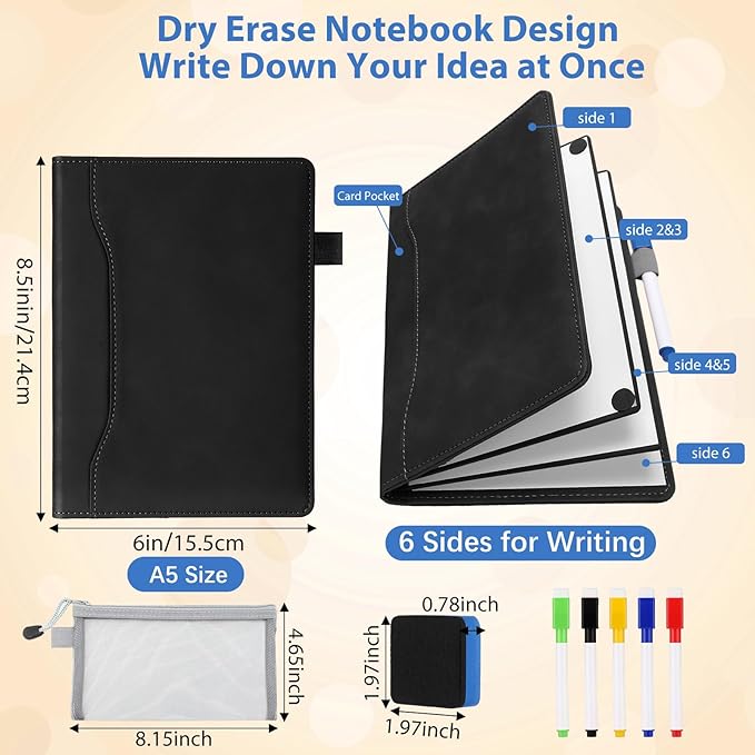 6 Sides Whiteboard Notebook Portable Whiteboard Dry Erase Notebook Portable Dry - Image 2