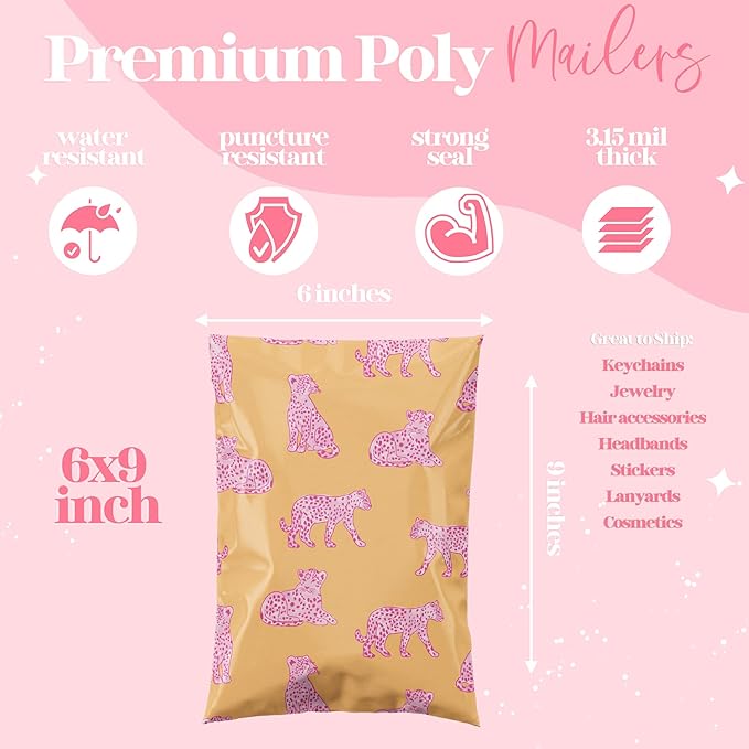 6x9 Designer Poly Mailer 100 Pack Heavy Duty Waterproof Self Seal Shipping Bags - Image 3