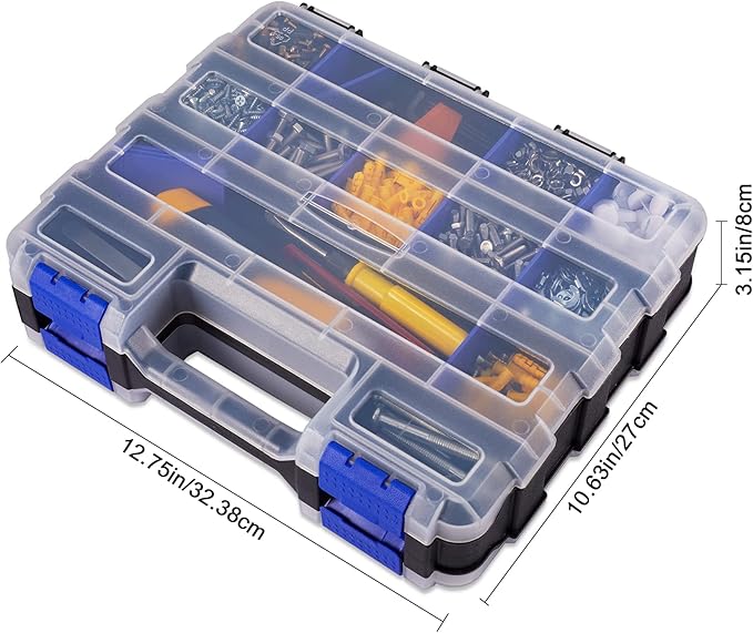Small Parts Storage Case Tools Box Organizer Double Side 34 Compartments - Image 6