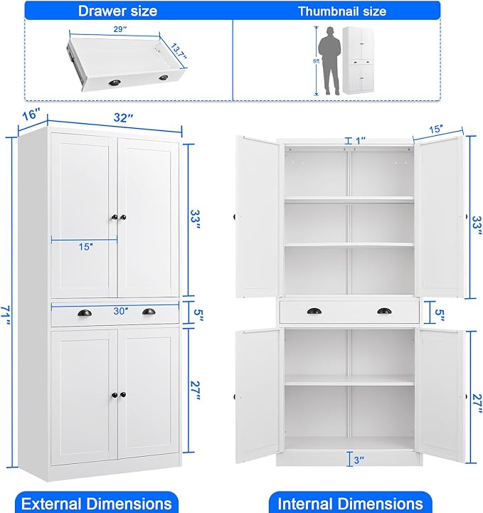 Metal Kitchen Pantry Cabinet, Living Room - Image 3