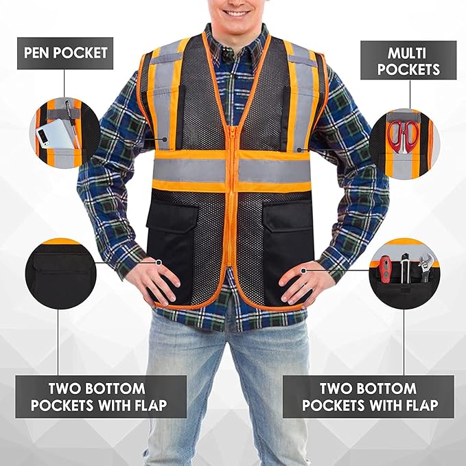 BeautyWill Custom Safety Vest Customized Logo Class 2 High Visibility - Image 2