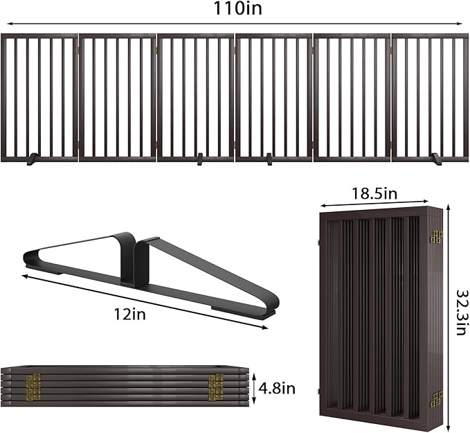 Dog Gate for Doorways 32" Tall Freestanding Dog Gate for Stair Foldable Pet - Image 6