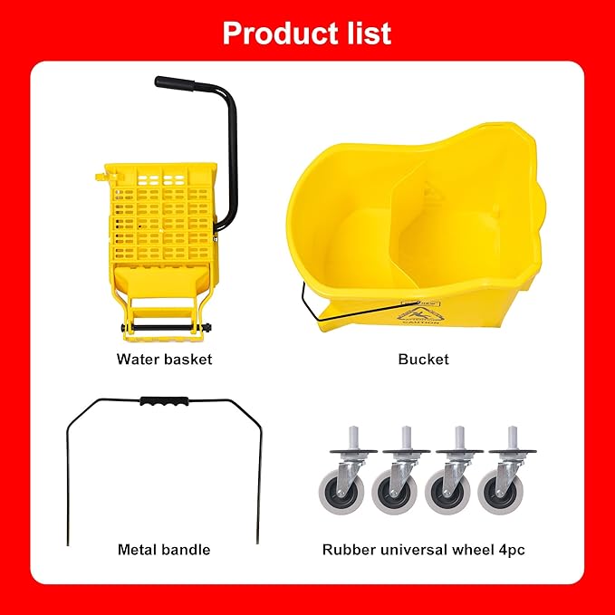 Matthew Cleaning 44Quart Commercial Mop Bucket INCL.Wet String Mop& 19'' - Image 2