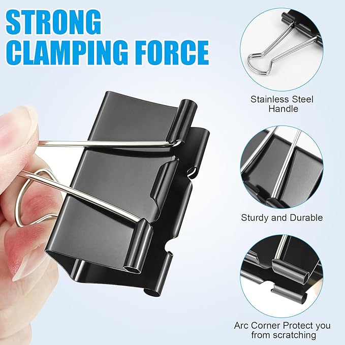 80 PCS 2 inch Binder Clips Extra Large Black Clips Office Supplies Black Paper - Image 3