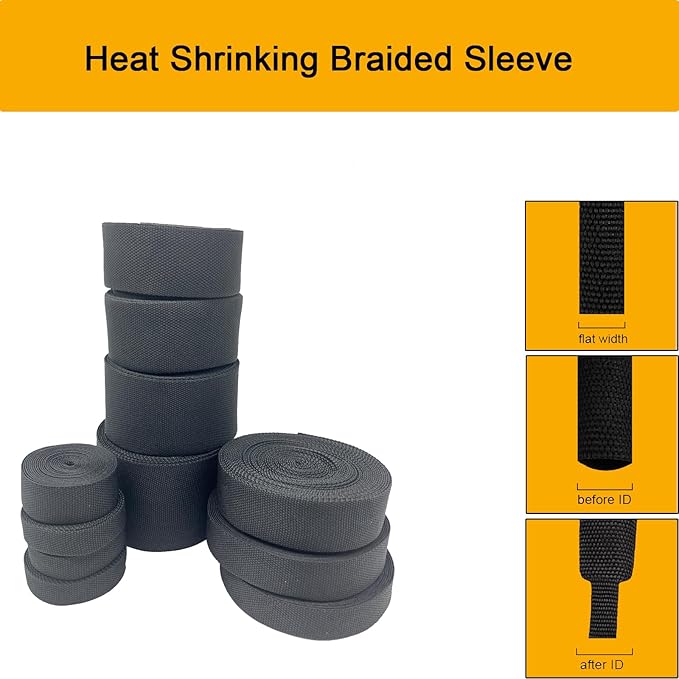 Heat Shrink Braided Sleeving 2:1 Shrinkable Fabric Cable Sheathing Wire Tubing - Image 8