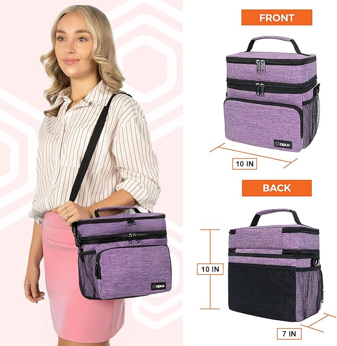 opux Insulated Lunch Bag for Men Women, Large Dual Compartment Cooler Bag - Image 2