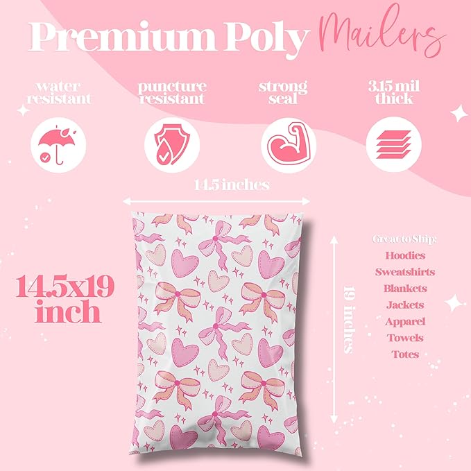 14.5x19 Designer Poly Mailer 100 Pack Heavy Duty Waterproof Self Seal Shipping - Image 4