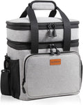 Double Deck Large Lunch Box, Insulated Heavy Duty Lunch Bag Waterproof by GLENKEY