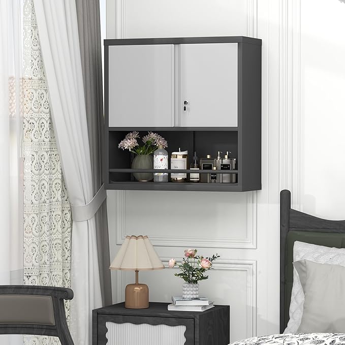 GREATMEET 31" H Garage Storage Cabinets, Lockable Storage Cabinet, Metal Wall - Image 7