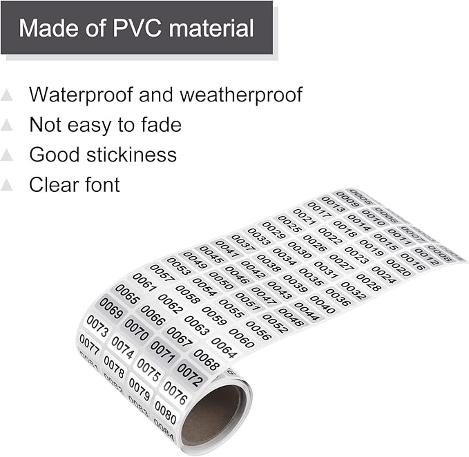 MECCANIXITY 1 to 1000 Consecutive Number Stickers Inventory Label Black Numbers - Image 3
